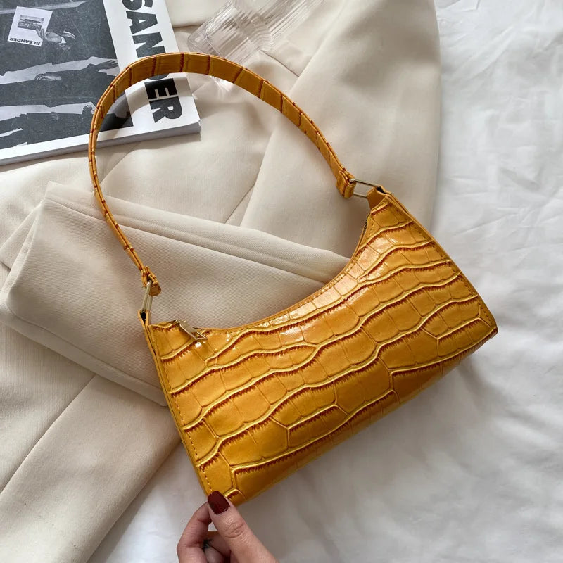 Women Alligator PU Leather Underarm Shoulder Bag