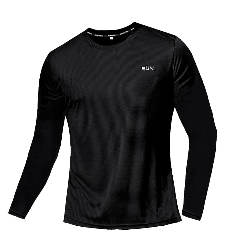 Men Ice Silk Long Sleeve Shirt Quick Dry Sun Protection Running Sports Top