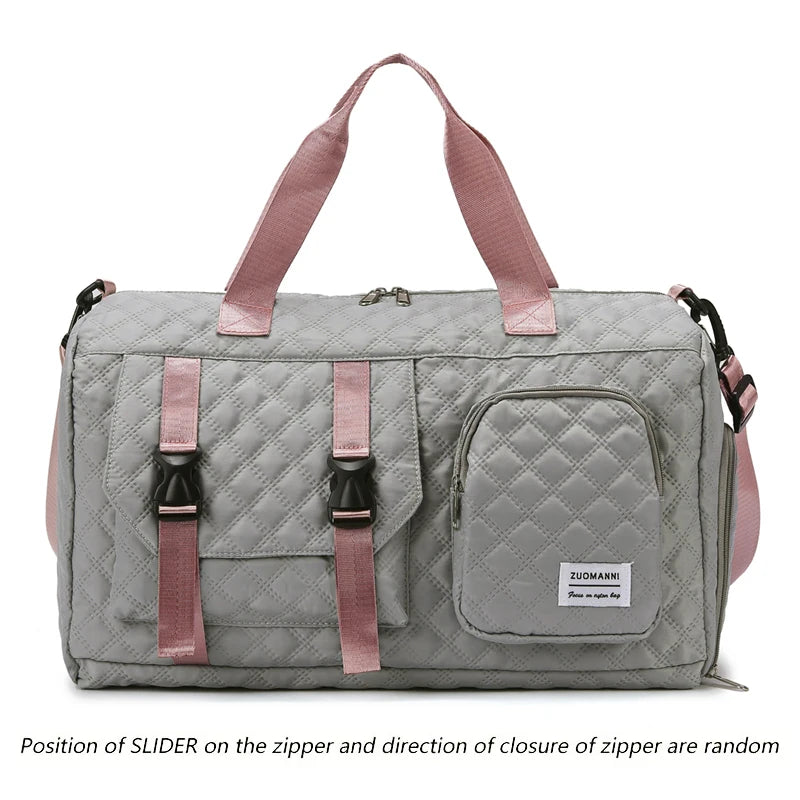 Quilted Travel Duffel Bag Women Large Capacity Gym Bag Waterproof Weekend Overnight Tote