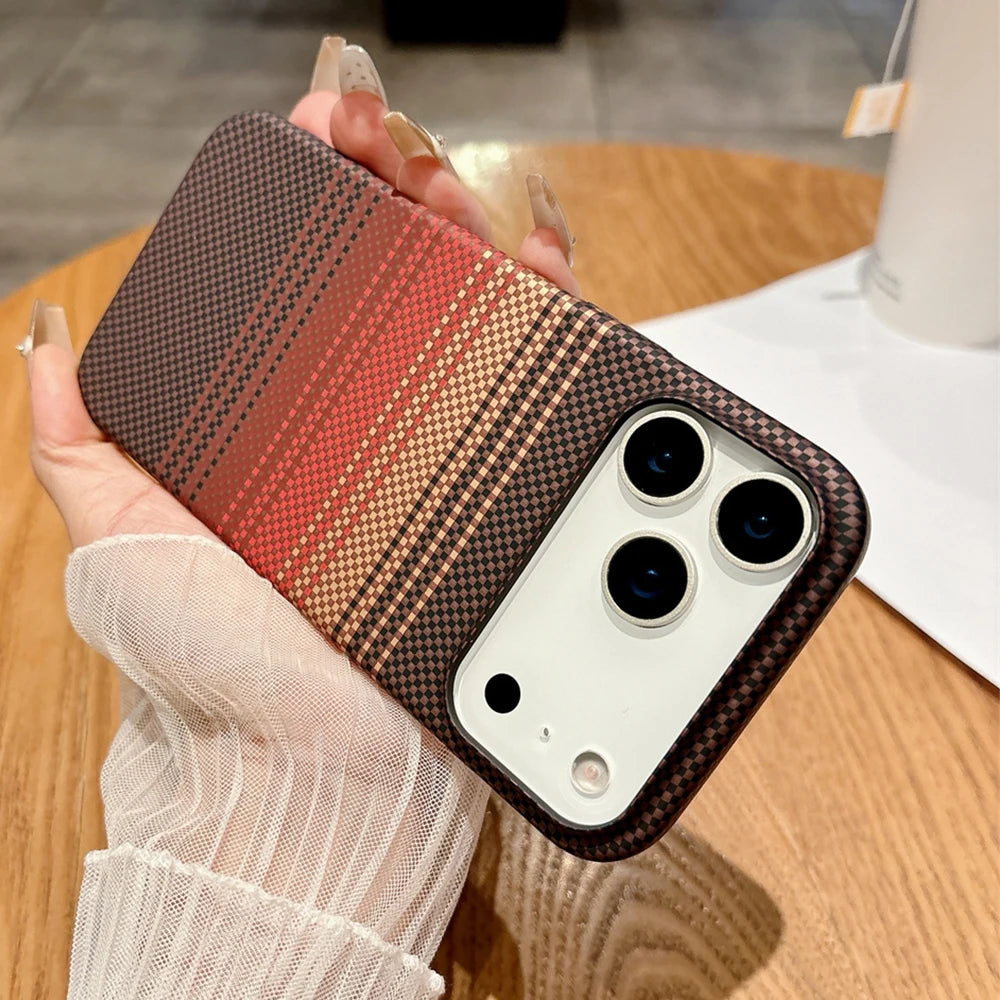Colorful Carbon Fibre Magnetic Wireless Charge iPhone Case
