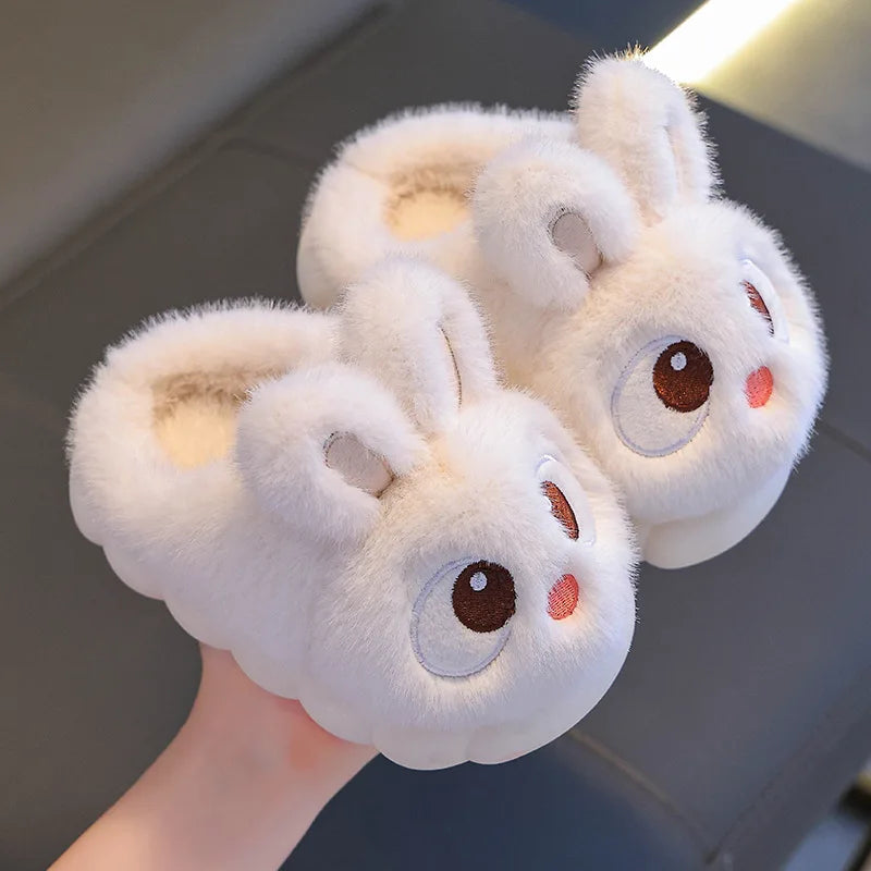 Kids Rabbit Plush Slippers Warm Anti Slip Winter Shoes