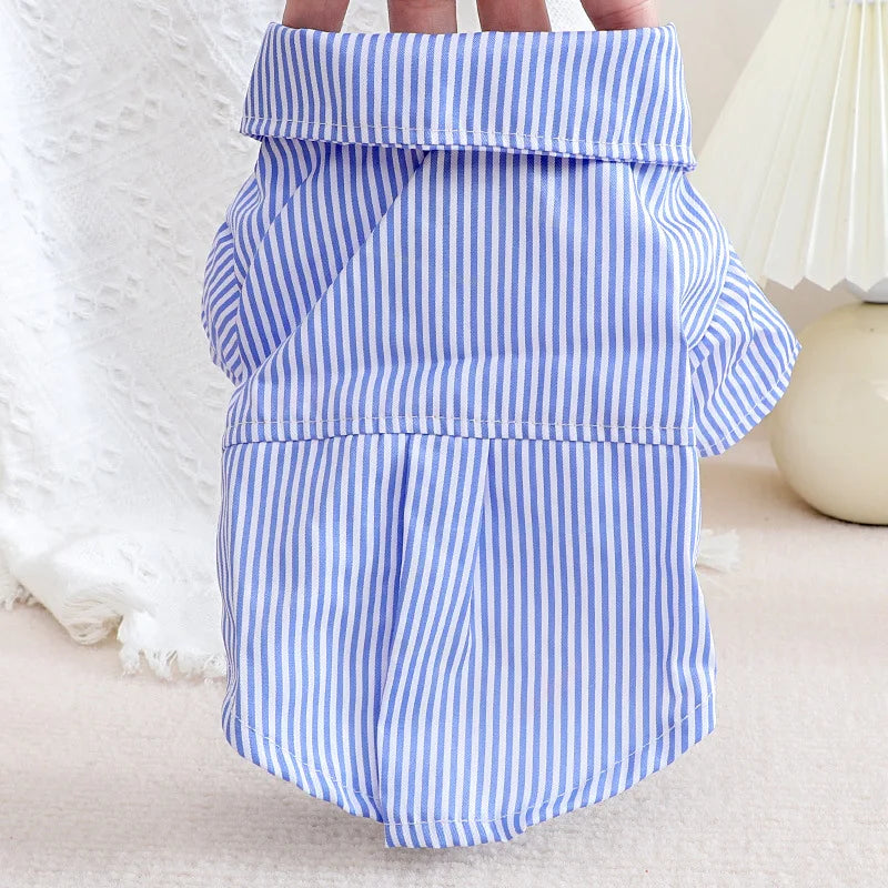 Pet Dog Striped Shirt Summer – Thin Breathable Bowknot Fashion Clothes for Small Dogs
