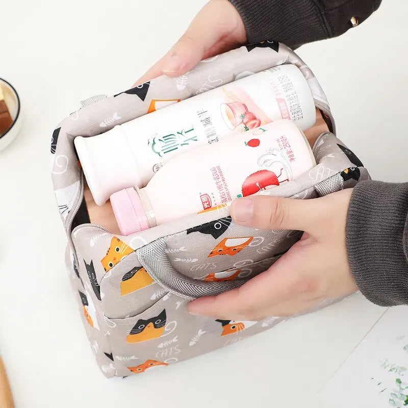 Cartoon Insulated Lunch Bag Kids Portable Thermal Bento Cooler Bag
