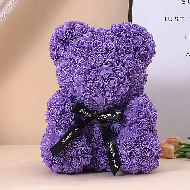 Rose Flower Teddy Bear Gift with Box for Women