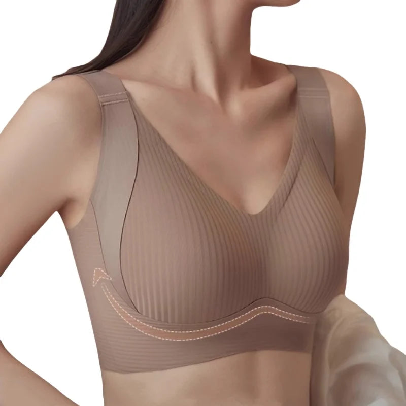 Women’s Wire Free Push Up Bra Seamless Padded V Neck Plus Size M to 4XL