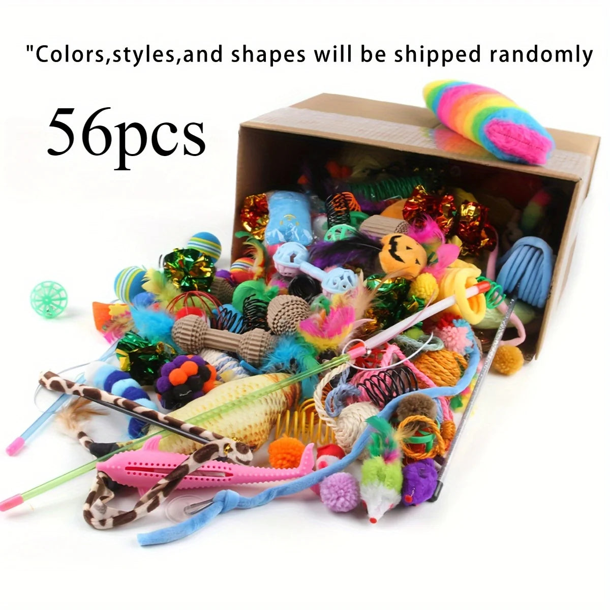 Cat Toy Set Variety Pack – Interactive Toys for Indoor Cats (14/28/56PCS)