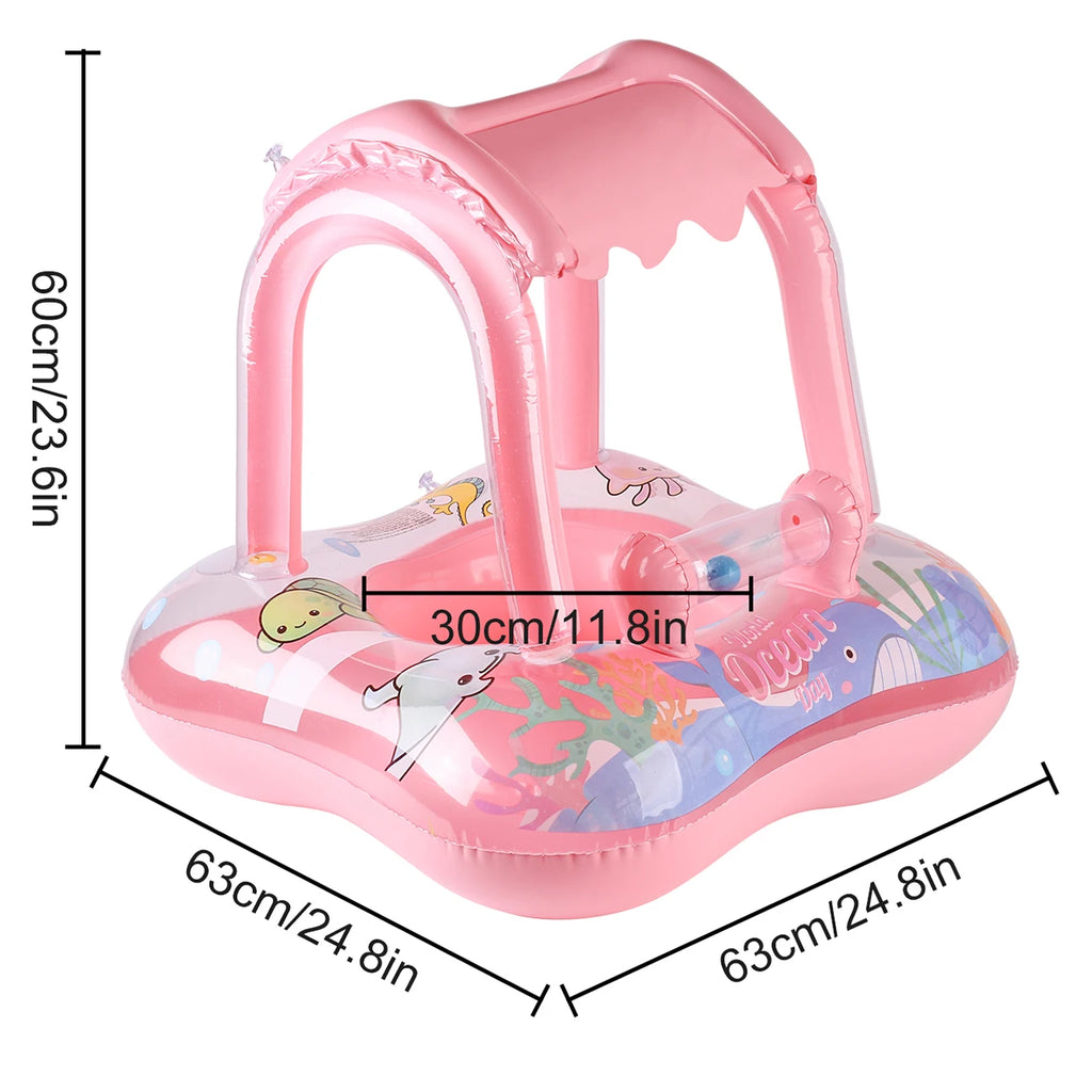 Baby Pool Float with Canopy Toddler Swimming Ring for Kids & Infants