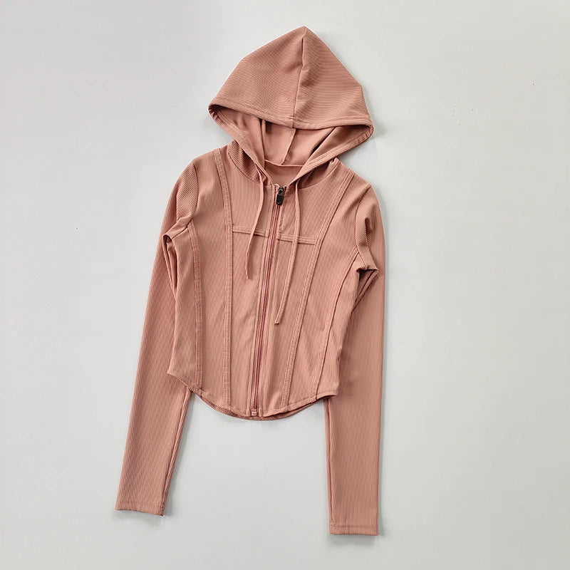 Women Quick Dry Sports Jacket Hooded Fitness Running Coat