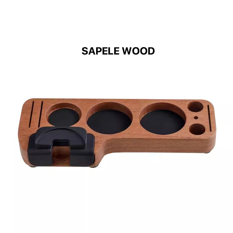 Espresso Tamper Mat Station Walnut Wood Portafilter Holder 51 54 58mm