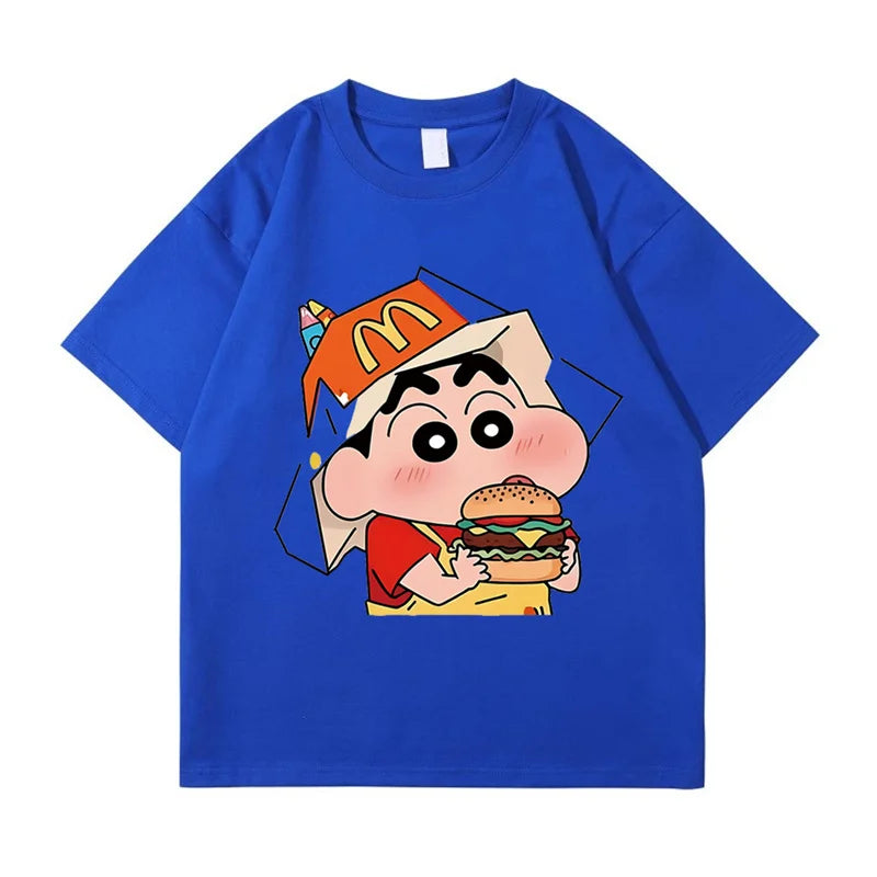 Women Crayon Shin Print Oversized T Shirt Y2K Harajuku Casual Streetwear Top