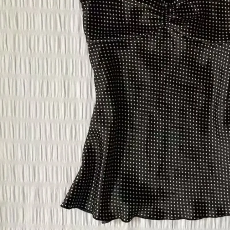 Women Polka Dot Vintage Camisole Crop Top Y2K Sleeveless Halter Summer Top
