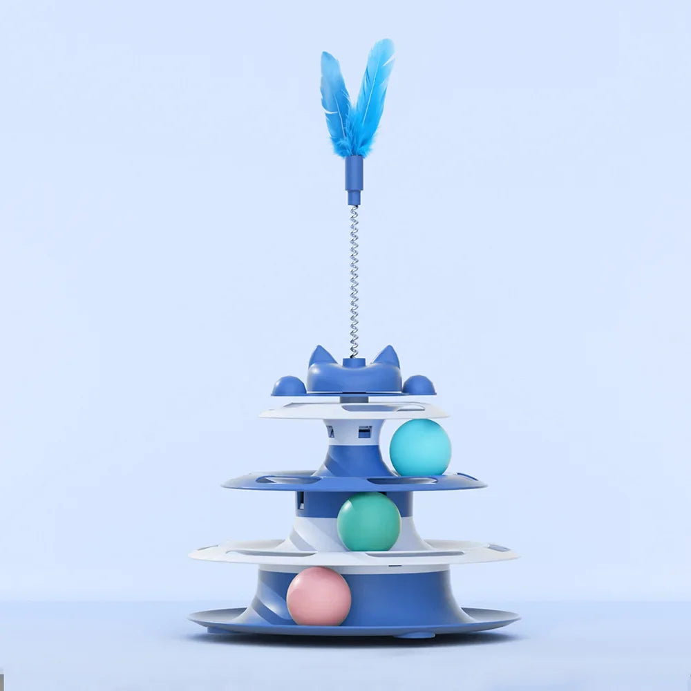 Interactive Cat Turntable Toy with Ball and Stick for Boredom Relief