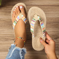 Boho Rope Flip Flops Women Summer Beach Sandals Lightweight Casual Slippers