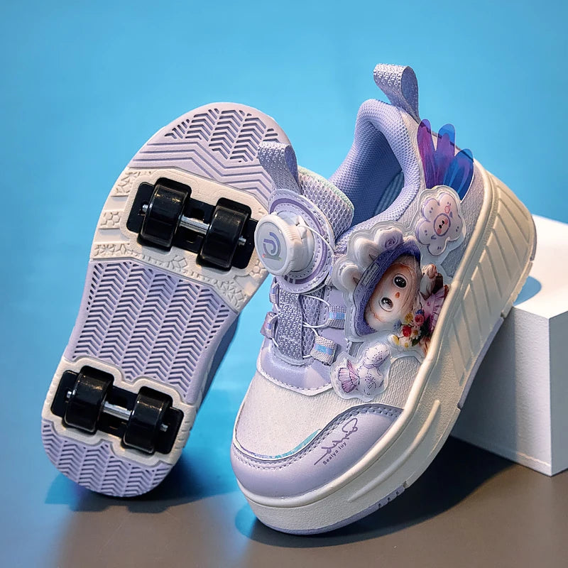 Girls Roller Skating Shoes Four Wheel Outdoor Sports Sneakers