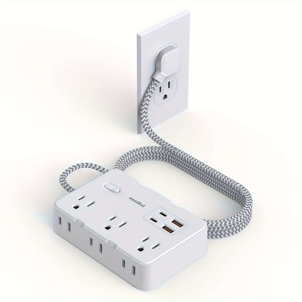 US Plug Power Strip with USB C Braided Extension Cord Smart Home Socket