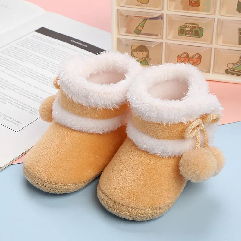 Newborn Baby Snow Boots Soft Warm Pom Pom Winter Booties