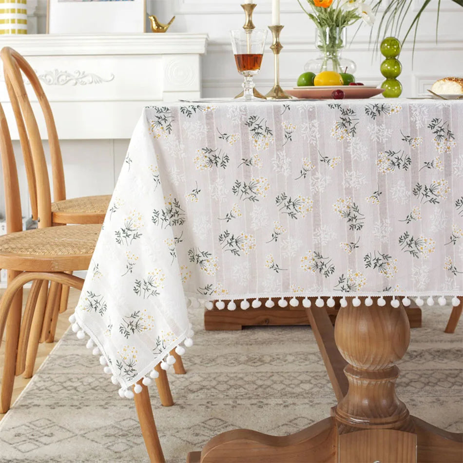 Daisy Cotton Floral Rectangle Tablecloth Kitchen Dining Table Cove