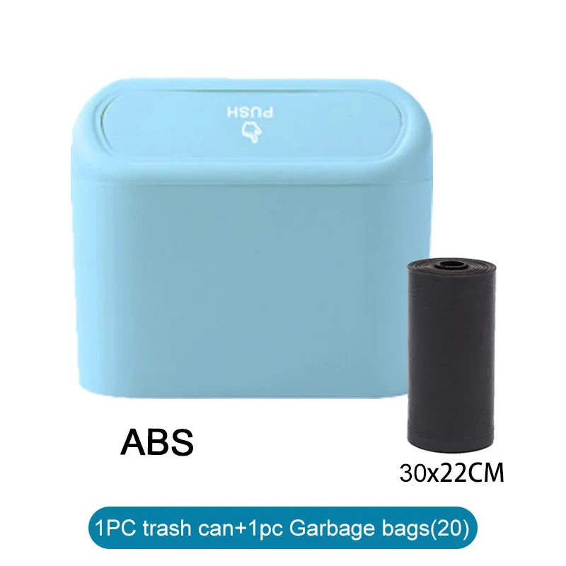 Car Trash Can with Lid Leak Proof Mini Car Bin Includes Garbage Bags