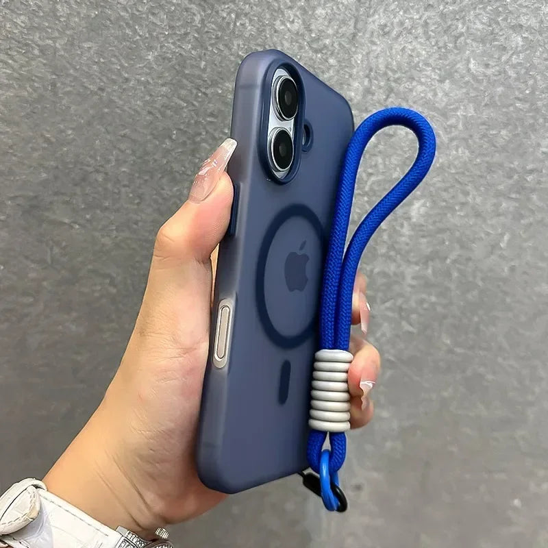 Magnetic Matte iPhone Case with Wrist Strap