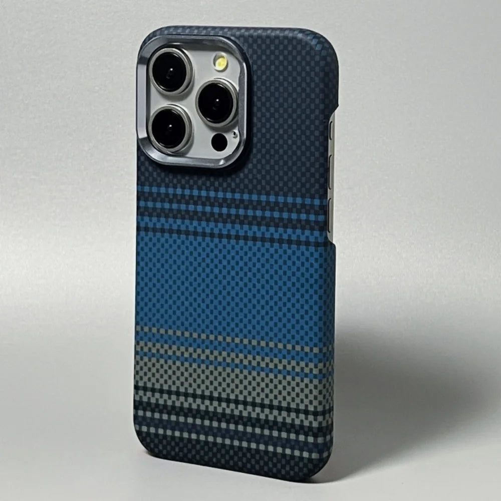 Kevlar Texture Magnetic Shockproof Metal Lens iPhone Case