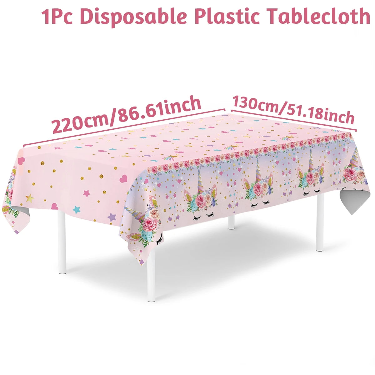 Rainbow Unicorn Tablecloth Birthday Party Decorations Waterproof PE Table Cover Kids Unicorn Theme Party Supplies