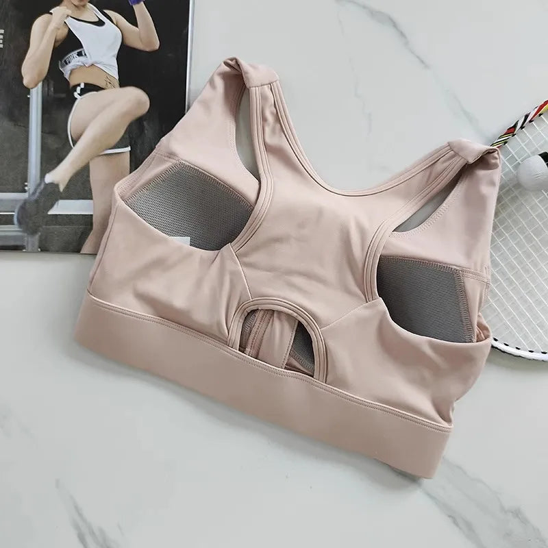 Women’s Front Zip High Impact Sports Bra Quick Dry Running Yoga Top