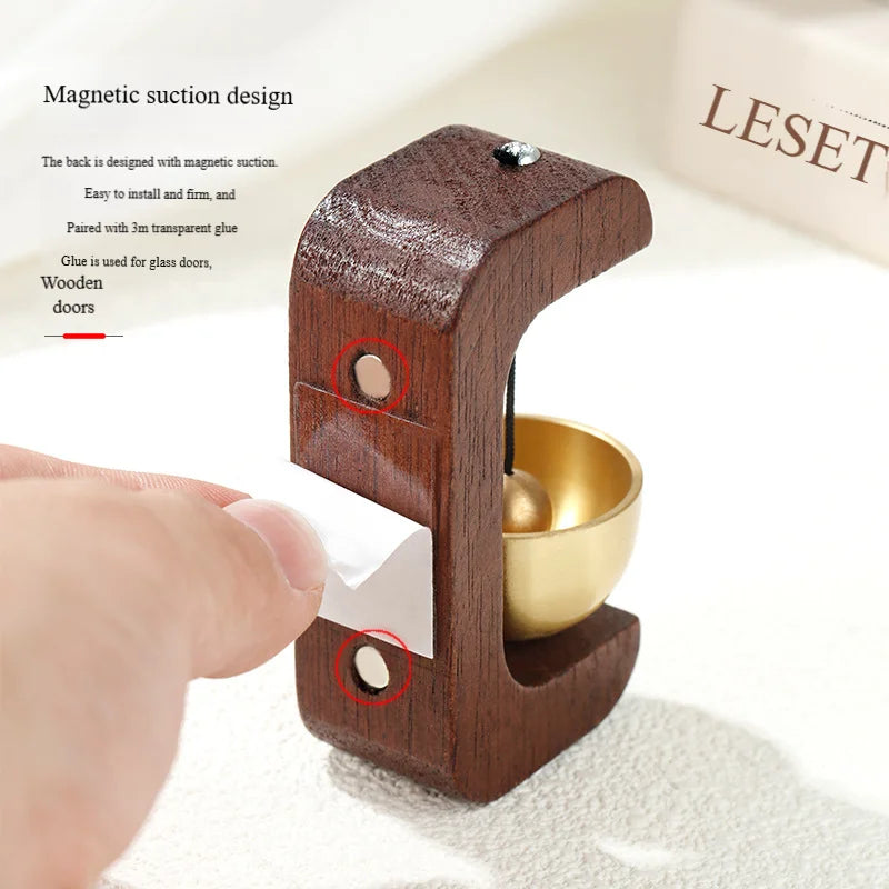 Wooden Doorbell Suction Wind Chime Door Opening Reminder Solid Wood Decor