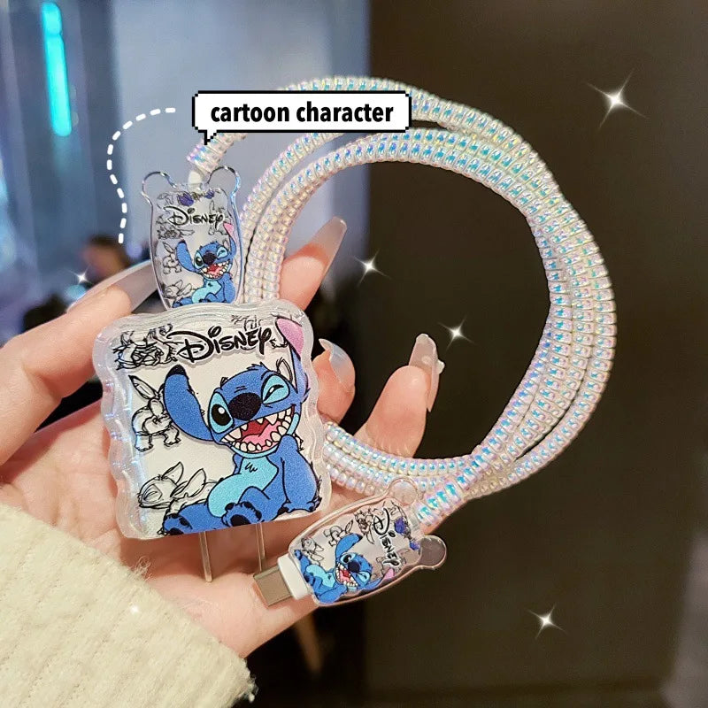 Cartoon Stitch Charger Cable Protector Case for iPhone Fast Charging Cable Winder