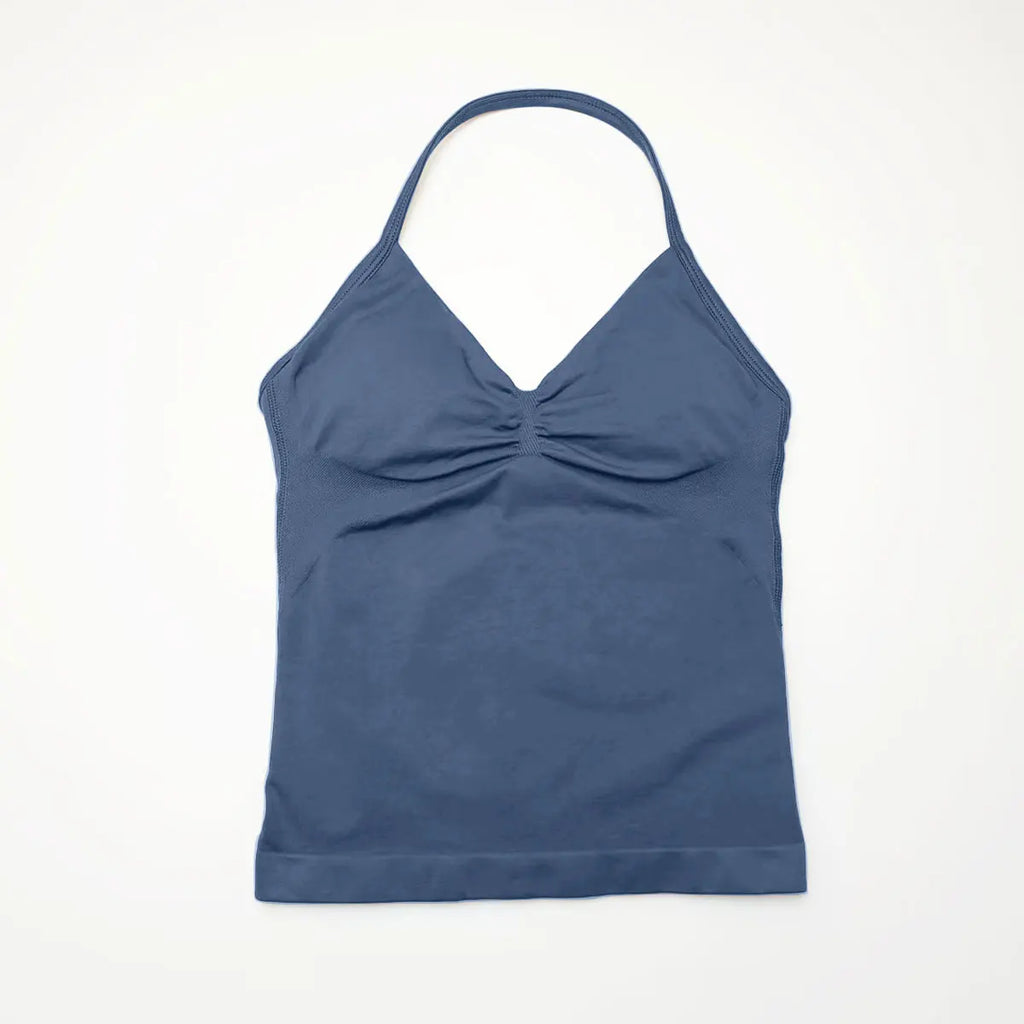 Women Yoga Tank Top Strappy Fitness Top Seamless Gym Workout Aesthetic Outfit