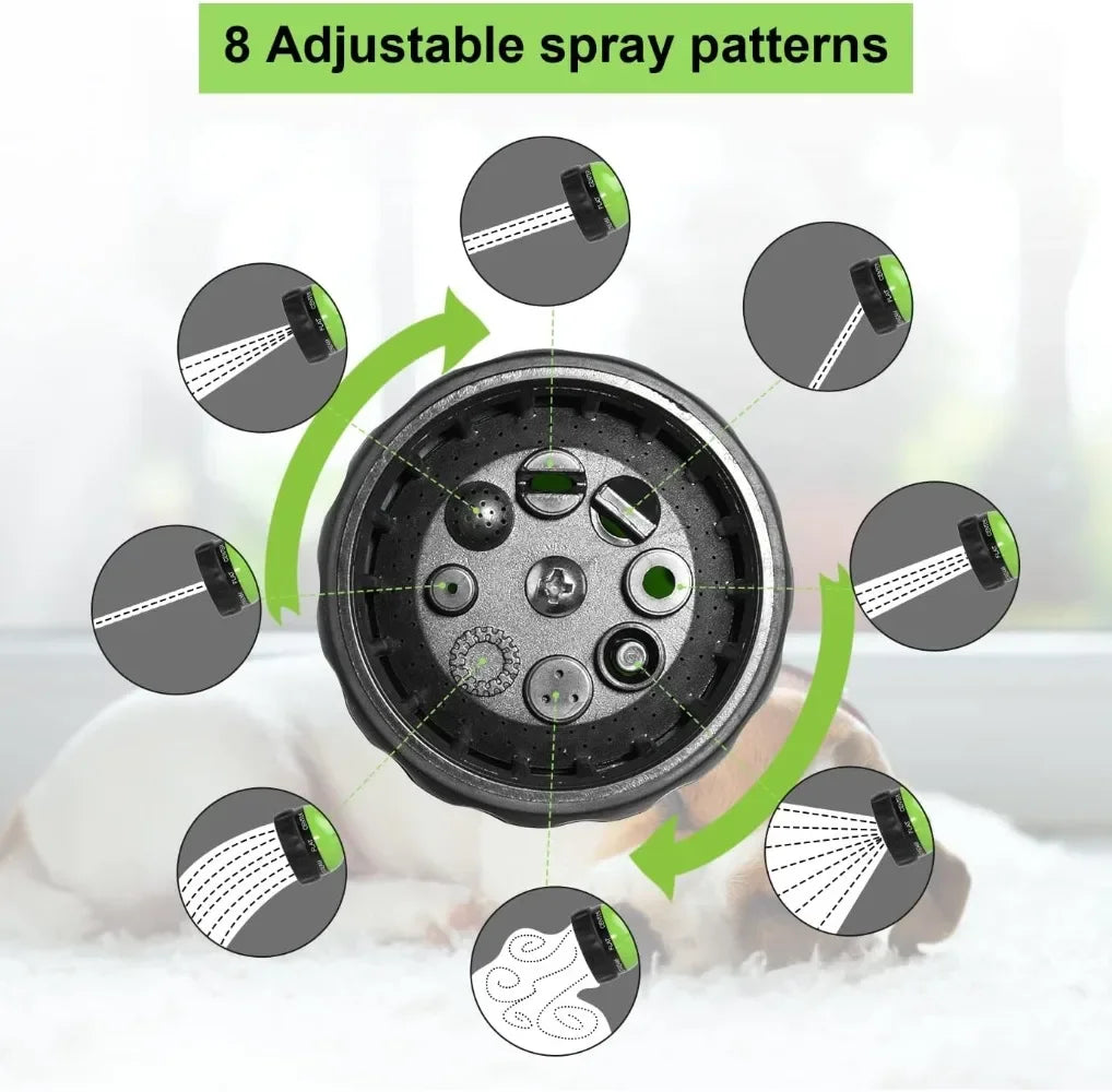 8 in 1 Pet Shower Sprayer High Pressure Dog Bath Hose Nozzle Foam Wash Tool
