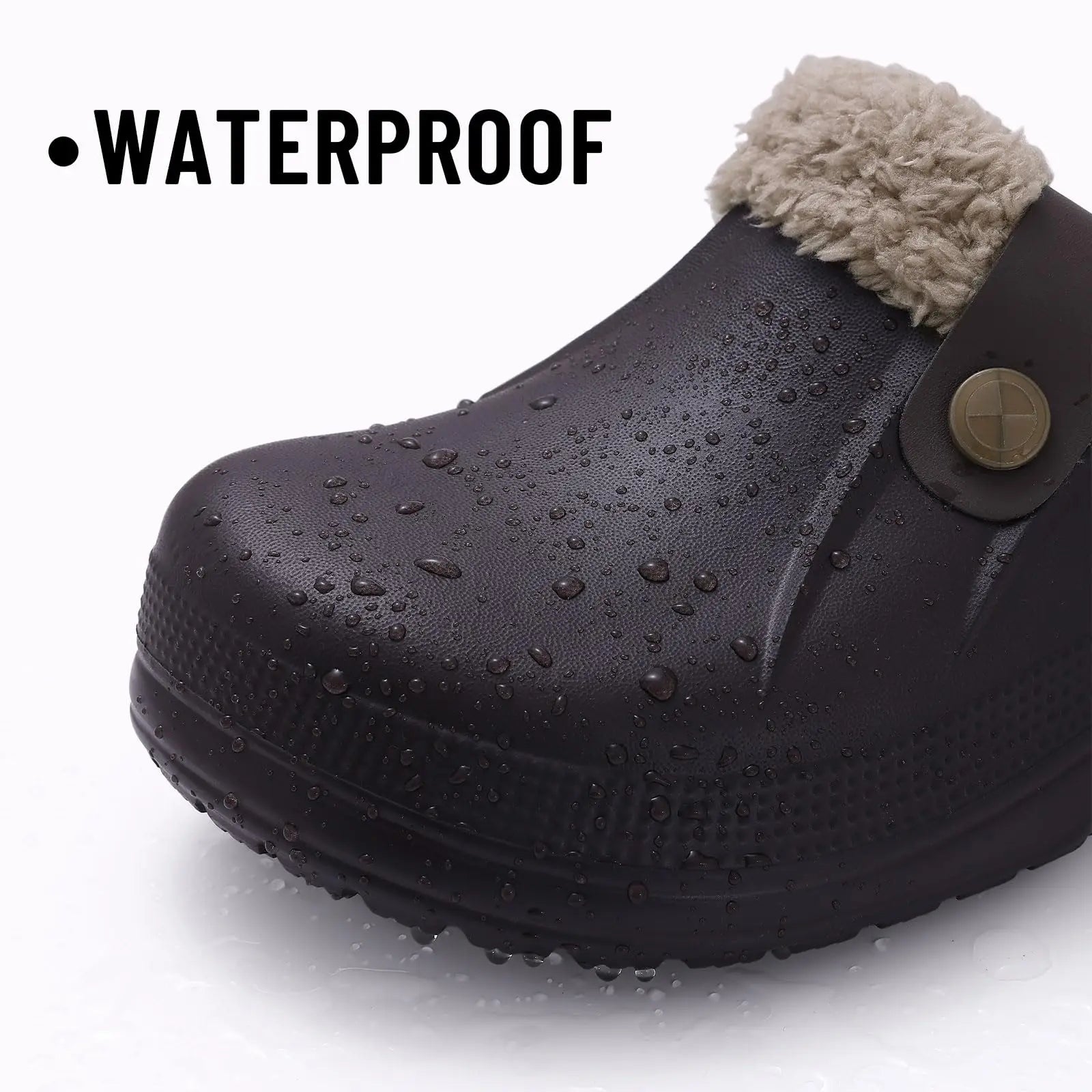 Fleece Lined Clogs Waterproof Winter Slippers Unisex EVA Anti-Slip Cozy Indoor Outdoor Shoes