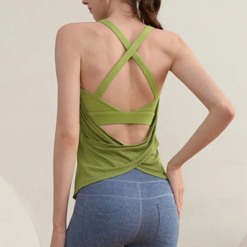 Women’s Padded Two Piece Yoga Set Sleeveless Sports Bra and Fitness Outfit