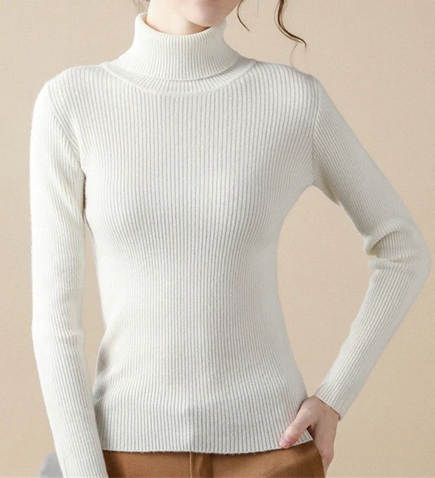 Women’s Soft Knit Turtleneck Sweater Autumn Winter Pullover Jumper