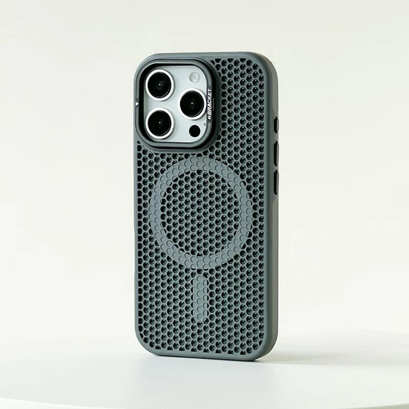 Mesh Cooling MagSafe Alloy Lens Wireless Charging iPhone Case