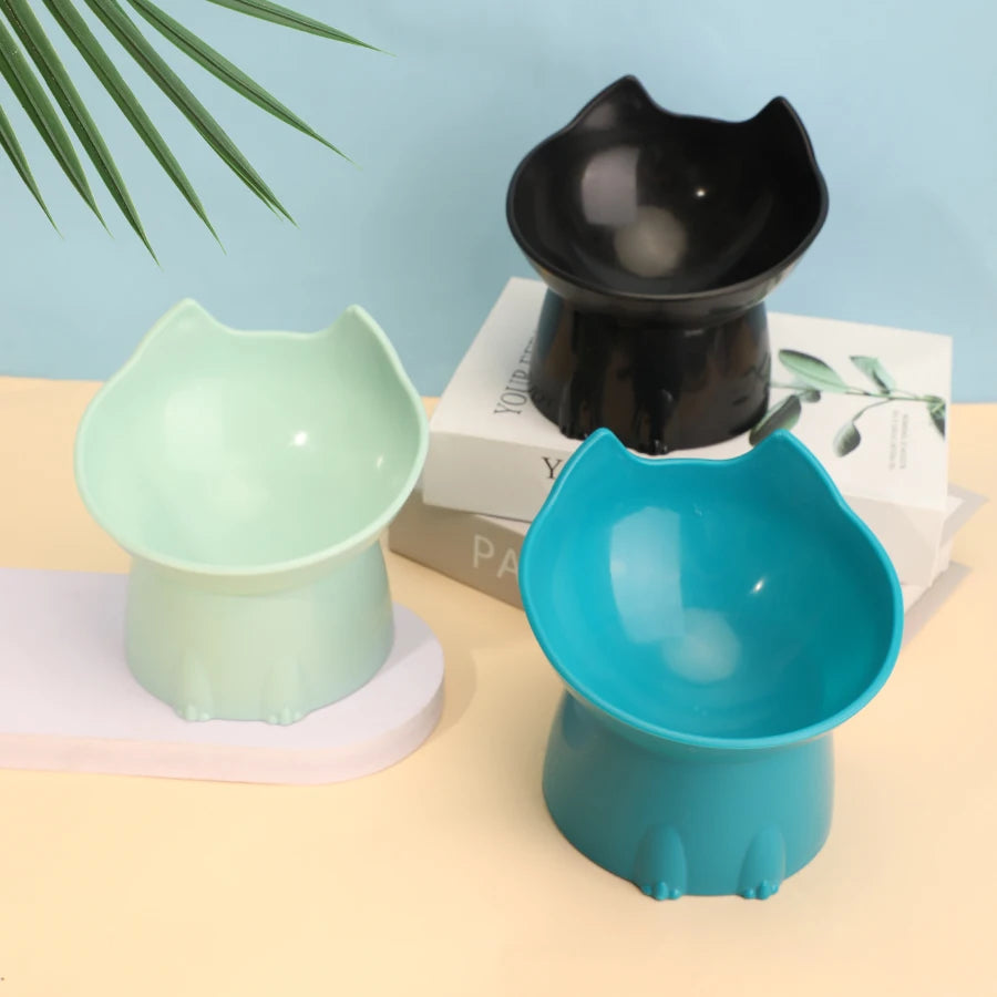 Elevated Cat Bowl Anti Tip Tilted Pet Feeding Dish