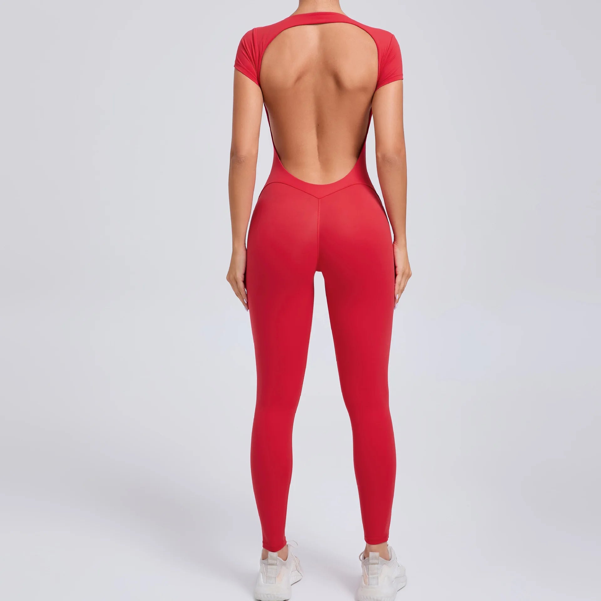 Women Open Back Yoga Jumpsuit One Piece Gym Bodysuit Hip Lift Quick Dry Fitness Outfit