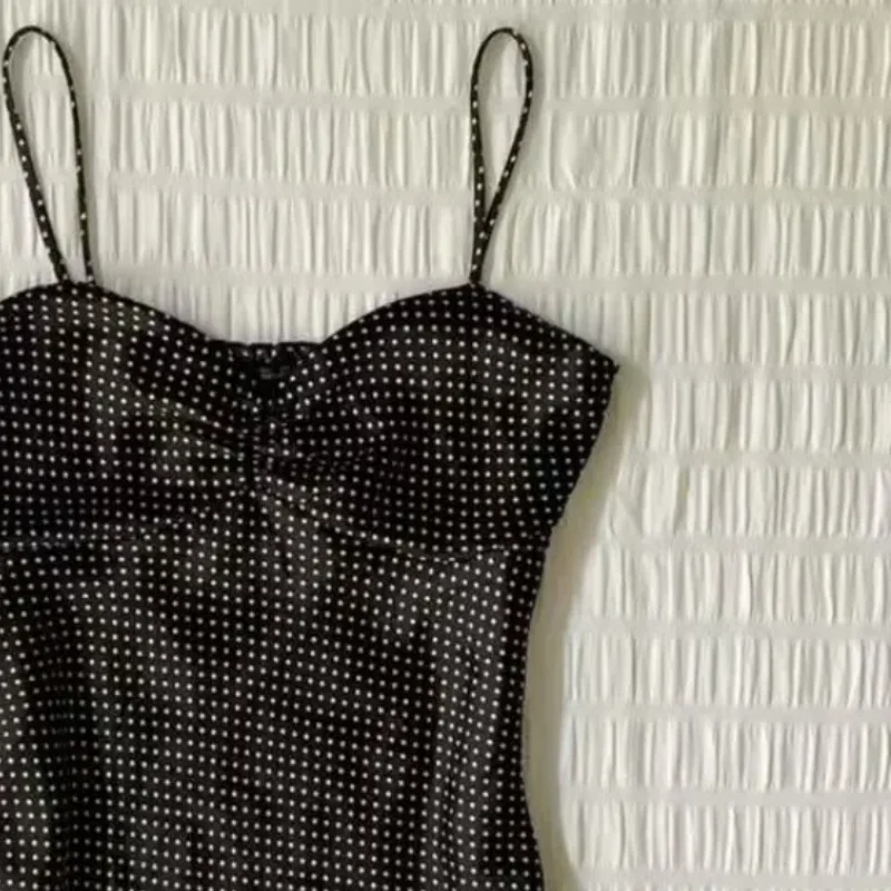Women Polka Dot Vintage Camisole Crop Top Y2K Sleeveless Halter Summer Top