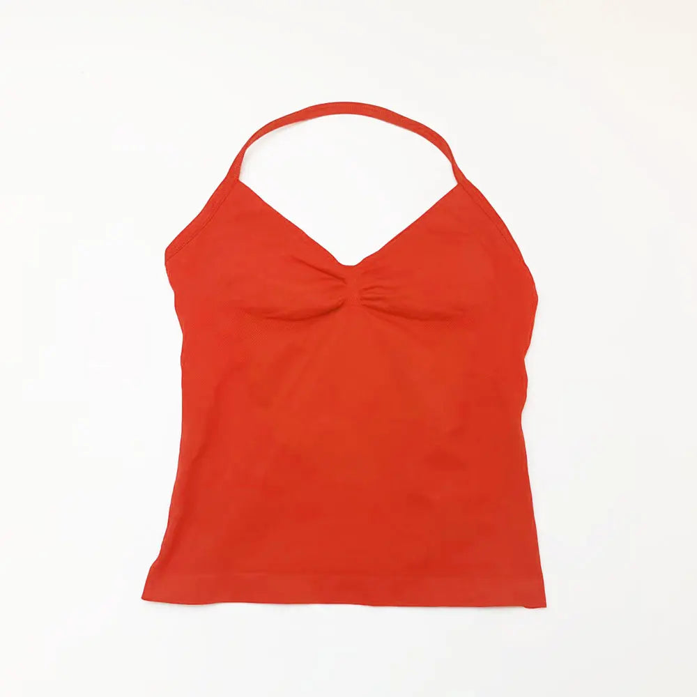 Longline Strappy Yoga Top Women Built In Bra Gym Fitness Halter Vest