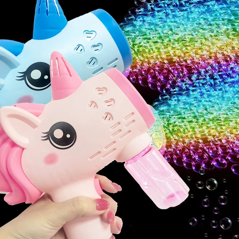 Unicorn Bubble Gun Automatic Bubble Blower Toy Electric Bubble Machine Kids Outdoor Party Soap Bubble Maker