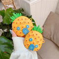 Pineapple Wooden Cartoon Silicone AirPods Case with Keychain Soft Cover