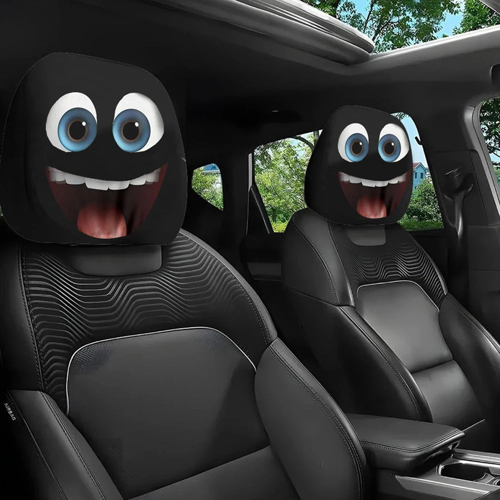 Funny Car Headrest Cover Cartoon Eyes Seat