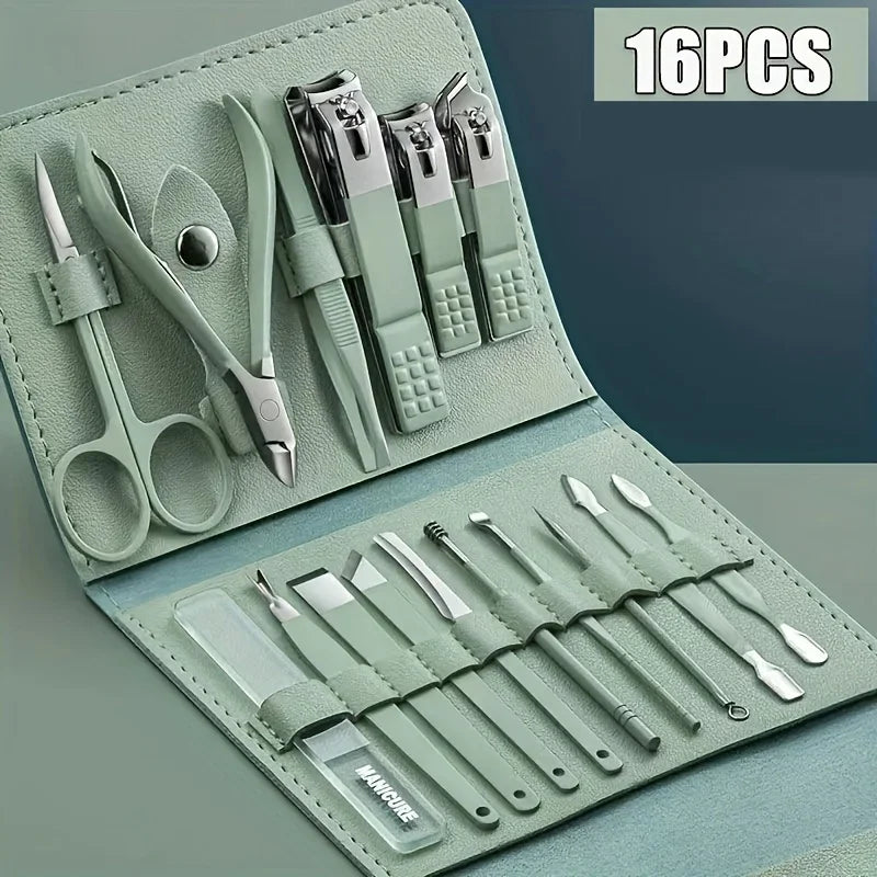 16Pcs Professional Nail Clippers and Cuticle Nippers Set