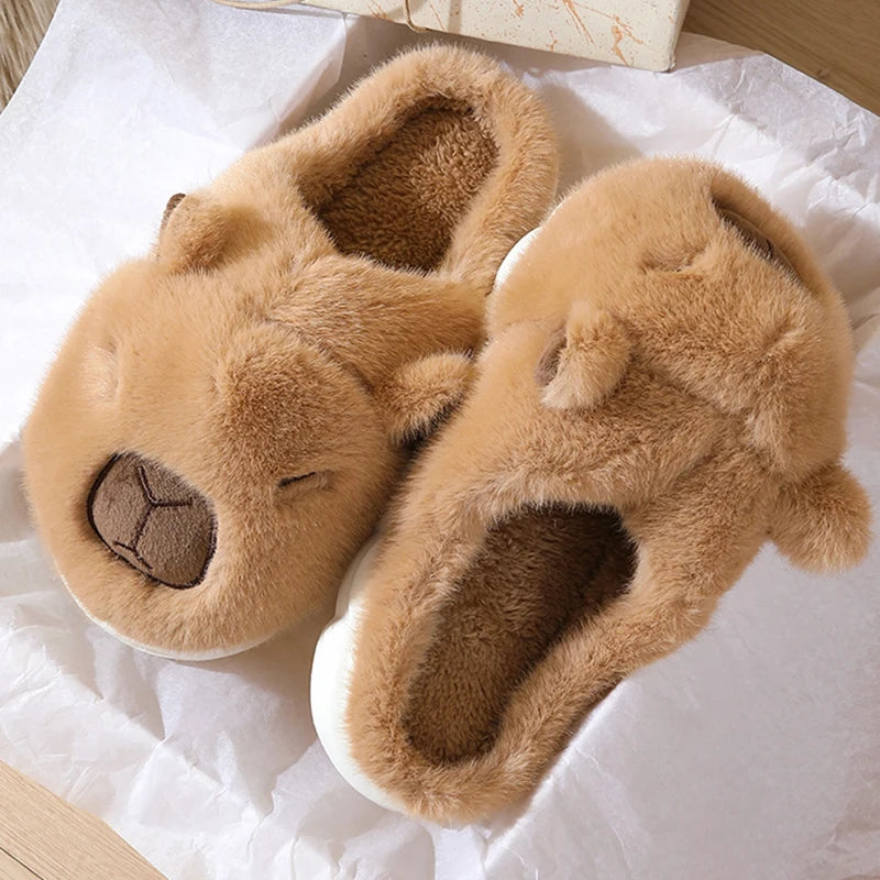 Women Capybara Cotton Slippers Warm Soft Sole Non Slip Home Slides