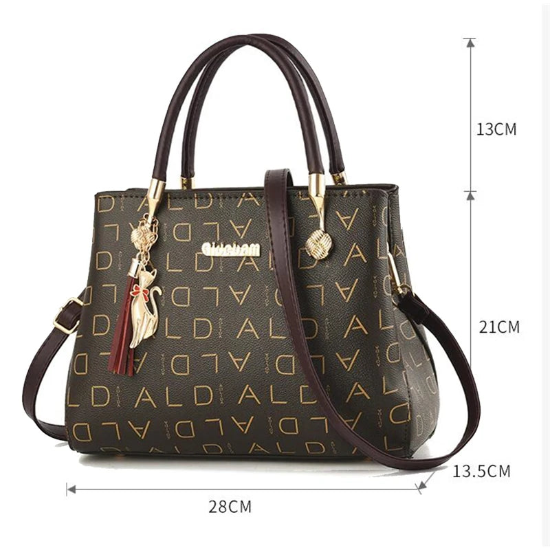 Women PU Leather Crossbody Tote Bag Large Capacity Handbag