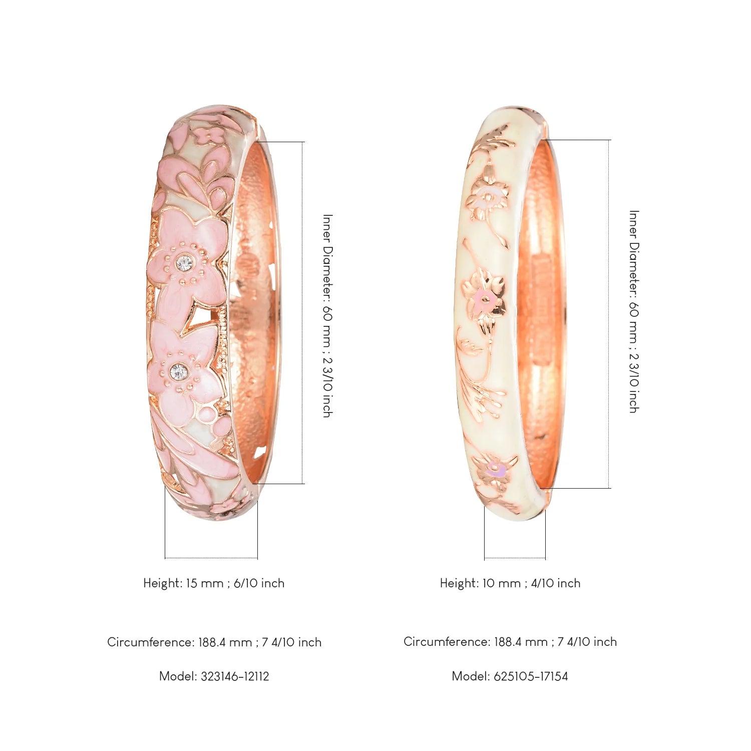 Women Double Enamel Bangle Set Cloisonne Metal Bracelet