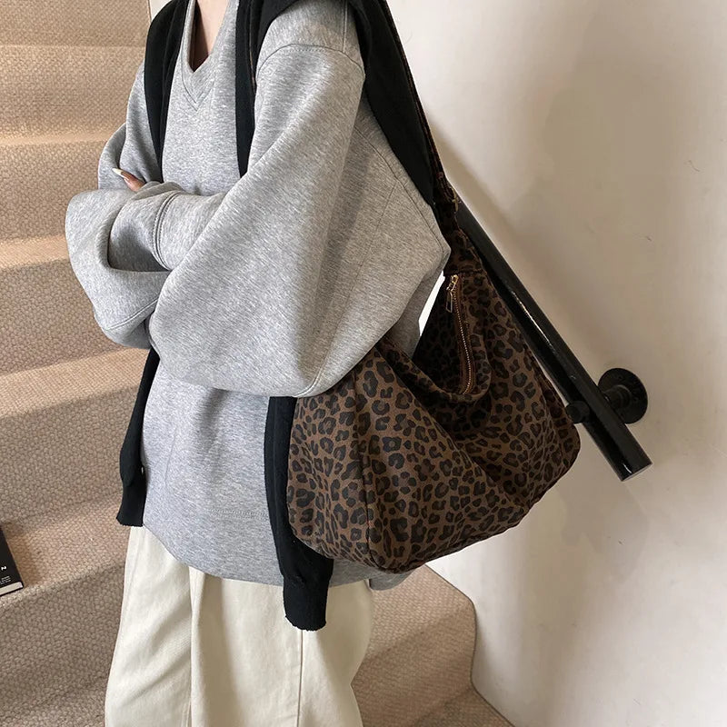 Women Leopard Shoulder Bag Large Capacity Crossbody Tote