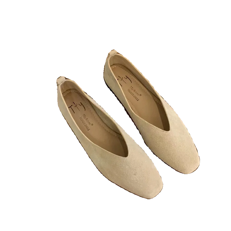 Women Square Toe Ballet Flats Soft Leather Comfortable Loafer Dress Shoes