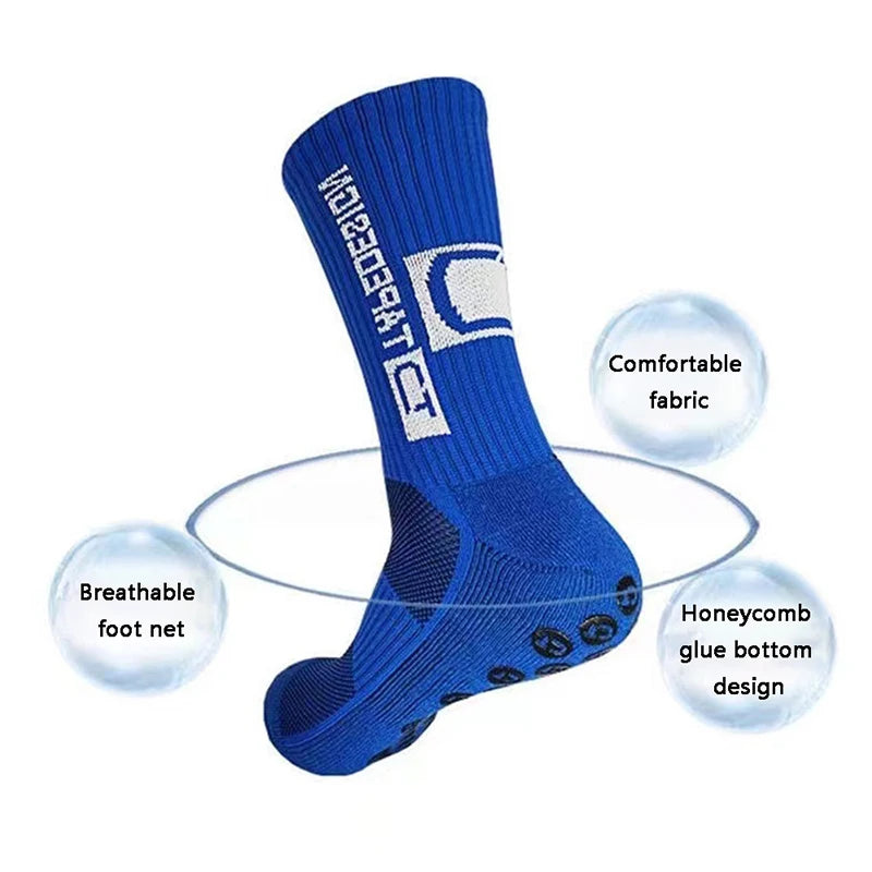 Anti Slip Football Socks Mid Calf Non Slip Grip Socks Men Women Sports Cycling Running Yoga Socks 1 Pair