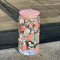 500ml Cute Bow Glass Cup Mason Jar Tumbler With Lid Straw Iced Coffee Juice Bottle