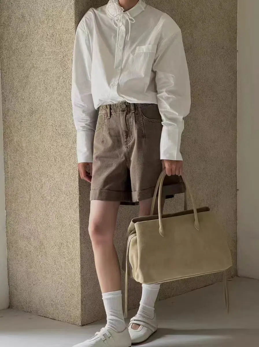 Cow Leather Multi Layer Tote Bag for Women Large Capacity Handbag